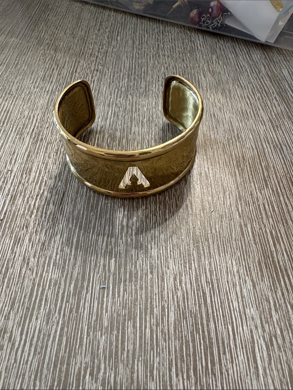 Rustic Cuff Gold Cuff Bracelet with 'A' Accent